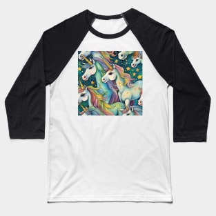 Unicorn pattern Baseball T-Shirt